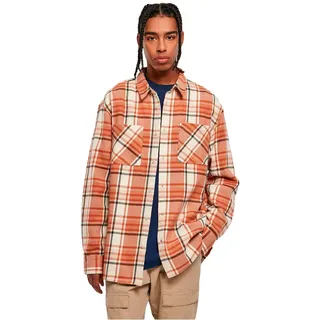 Urban Classics Long Oversized Checked Leaves Langarmhemd - Soft Seagrass / Red - L