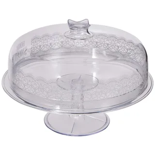 Cosmoplast HomeSweetHome Etagere mit Deckel, Kunststoff, weiß, Ideal für Desserts bis 24 cm