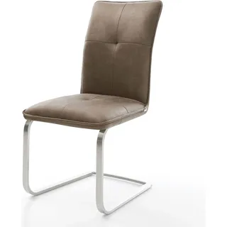 DELIFE Freischwinger Maddy-Flex Mikrofaser Taupe Vintage Freischwinger flach Edelstahl - Beige, Taupe, Silber