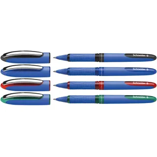 Schneider One Hybrid C 0,5 mm Strichstärke und Hybrid-Konusspitze) 4er Etui schwarz, blau, rot, grün