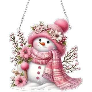 Diamond Painting Weihnachten Schneemann, Rosa Diamond Painting Winter Deko, Weihnachtlicher Baumschmuck, Fenster Christmas Decorations, Geeignet Für Weihnachtlicher, Türen Und Fenster, Wände Oder Mehr