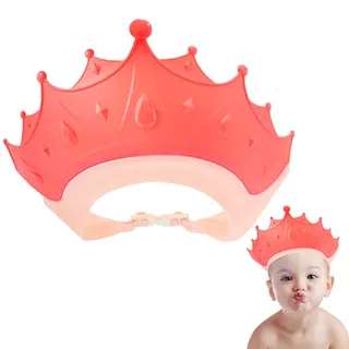 Duschhaube Kinder, Baby Shampoo Kappe, Baby Verstellbarer Shampoo Schutz, Shampoo Bade Bad SchüTzen Weiche Kappe Hut, Kappe Wasserdicht Cap für Kinder Mehr als 6 Monate Größenverstellbar, Krone-Rosa