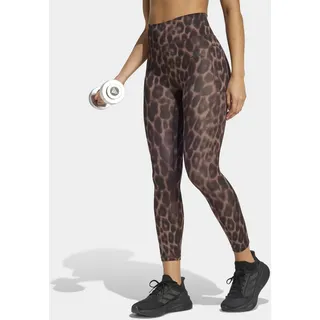 Trainingstights ADIDAS PERFORMANCE "OPTIME ESSENTIALS WORKOUT LEOPARD 7/8 LEGGINGS", Damen, Gr. L, N-Gr, earth strata, schwarz, normal, gr., Obermaterial: 85% Polyester, 15% Elasthan, 7/8-Länge, Hosen Trainingstights
