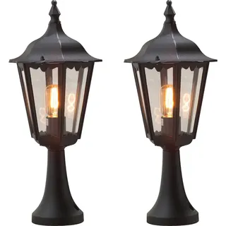 2er-Set schwarze Sockelleuchte Standleuchte Aussenleuchte Wegeleuchte