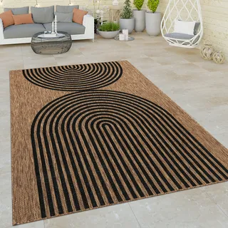 In- & Outdoor Teppich Flachgewebe Boho Sisaloptik robust Balkon & Garten Natur Grösse 80x150 cm - Schwarz, Gelb, Braun, Grau