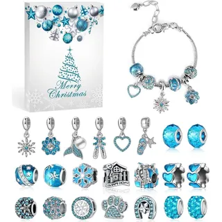 MJARTORIA Adventskalender Schmuck Mädchen 2024 Teenager 24 Überraschungen Hellblau - Hellblau