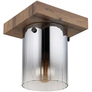 Deckenleuchte , Dunkelbraun , Glas, Holzwerkstoff , quadratisch , 16x18x16 cm , Ce , Lampen & Leuchten, Innenbeleuchtung, Deckenleuchten, Deckenleuchten