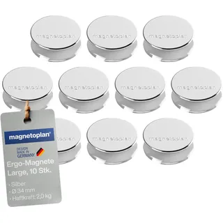 Magnetoplan Ergo-Magnete, Large 10 Stück, Silber