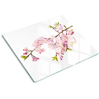 Tulup Glasplatte 60x52 cm Dornbusch , Pink , Glas , 60x0.4x52 cm , Küchen, Küchenelektrogeräte, Herde, Herdabdeckplatten