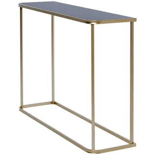 Livetastic Konsolentisch , Schwarz, Goldfarben , Metall, Glas , formgebogen , Flachrohr , 30x76x100 cm , einfacher Aufbau , Wohnzimmer, Wohnzimmertische, Konsolentische