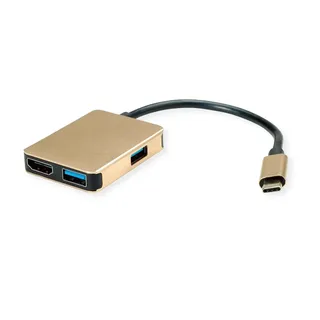 Roline GOLD USB-C Dockingstation, HDMI 4K, 2x USB 3.2 Gen 1, 1x PD - Gold