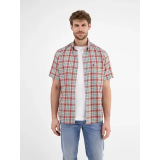 Kurzarmhemd LERROS "Kariertes Halbarmhemd für Herren", Herren, Gr. S, Normalgrößen, rot (earth rot), 100% Baumwolle, Hemden Kurzarmhemd