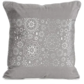 Eurofirany Kissenbezüge Kissenhüllen Couchkissenbezüge Sofakissenbezüge Weihnachten Christmas Schneeflocken Dekorationskissen Doppelpack 2er Set Kopfkissenbezüge Dekokissen