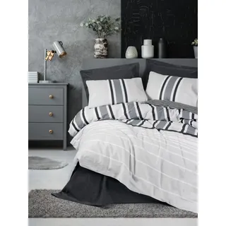 L'Essentiel Linge de Maison, Nobby - Anthracite, Anthrazit, Ranforce King-Size-Bettbezug-Set (FR), 100 % BAUMWOLLE RANFORCE, 240 x 220 cm - Grau