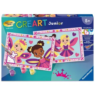 Ravensburger CreArt 12023166 - Feen-Prinzessinnen - Malen nach Zahlen für Kinder ab 5 Jahren, Malset mit Pinsel, Acrylfarben, Geschenk für Mädchen und Jungen