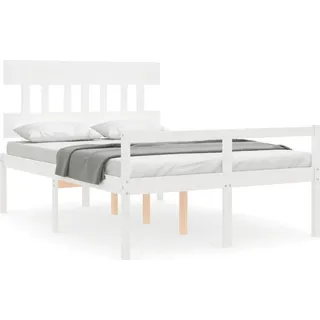 vidaXL Seniorenbett mit Kopfteil Weiß Massivholz - Weiß