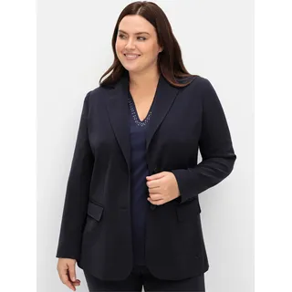 Jackenblazer SHEEGO "Blazer", Damen, Gr. 50, blau (tiefblau), 100% Polyester, Blazer Jackenblazer