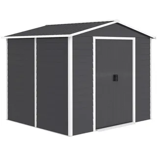 Outsunny Gerätehaus Verzinkter Stahl Dunkelgrau , Metall , 206x198x240 cm , Gartenzubehör, Geräteschuppen