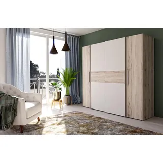 Forte Drehtürenschrank Kalix 200 x 190,5 x 62 cm Sandeiche/Weiß