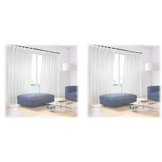 Relaxdays Vorhänge mit Schlaufen, 2er-Set, Voile, halbtransparente Gardinen, einfarbig, Polyester HxB 245x140 cm, Creme (Packung mit 2)
