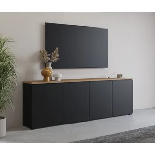 OTTO home Modo 200 x 68 x 34,5 cm Schwarz / Eiche Mauvella