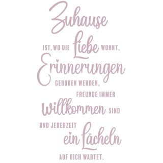 Wandtattoo Sprüche und Zitate Wanddeko Wandsticker Aufkleber selbstklebend für Wohnzimmer Büro Schlafzimmer Esszimmer Flur YX024 (Rosa, Zuhause ist)