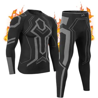 MeetHoo Thermounterwäsche Herren, Funktionsunterwäsche Set Funktionswäsche Thermo Skiunterwäsche Thermowäsche Base Layer Unterhemd Unterhose für Laufen