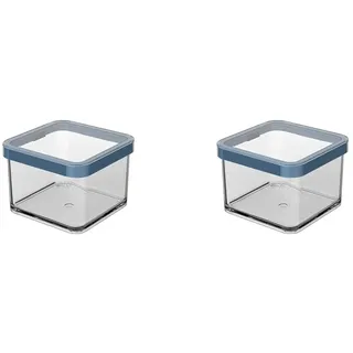 Rotho Loft Vorratsdose Deckel, lebensmittelechter Kunststoff (SAN) BPA-frei, transparent/blau, 0.5l, 0,5l (10 x 10 x 7,2 cm) (Packung mit 2)