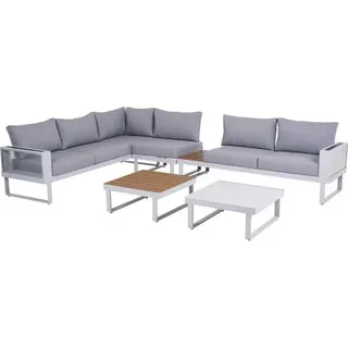 Gartenmöbelset GARDEN PLACE Chiara 6 -Sitzer 6 tlg. weiß aus robustem Aluminium,