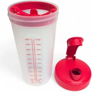 Tupperware Mix-Fix Shaker MixFix Shaky Shaker Proteinshake Diät Whey 680 ml / 680ml transparent rot mit Schlagscheibe Mixer und Abtropfsieb und Trinkmundstück XL