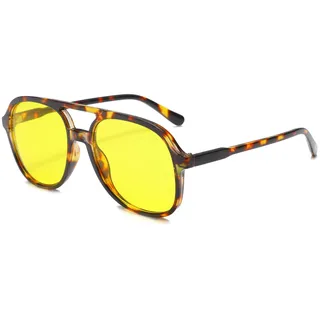 Long Keeper Retro Piloten Sonnenbrille Pilotenbrille Herren Damen Klassisch 70er Vintage Sonnenbrille Pilot Nachtfahrbrille Unisex mit UV400 Schutz