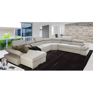 XXL Wohnlandschaft Sofa Couch Polster Design Eck Garnitur Sofas 100% ITALY LEDER - Beige