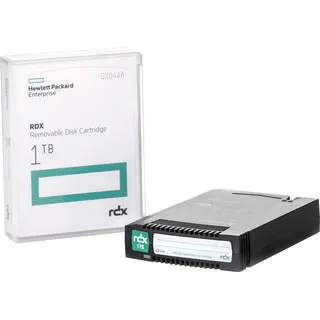HPE RDX 1TB, RDX-Kartusche, 1 TB, 2 TB, 2:1, ext2, ext3, FAT32, NTFS, Schwarz