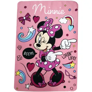 Theonoi Kuscheldecke Mikrofaserdecke Kinder Fleecedecke Decke Wohndecke Fleece kuschelig weich –Geschenk (Minnie Bunt)