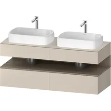 Duravit Qatego Konsolenwaschtischunterbau, 2 Auszüge, 2 Schubkästen, 2 Ausschnitte, 1400x550x600mm, Nische Eiche Terra, QA4767035, Farbe: taupe supermatt