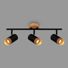 BRILONER – Deckenlampe, Deckenleuchte, Lampe, Holzapplikation, Schwenkbar, Wohnzimmerlampe, Schlafzimmerlampe, Küchenlampe, Schwarz-Holz