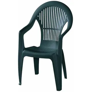 Monobloc stapelbarer Stuhl mit hoher Rückenlehne, Made in Italy, 58 x 56 x 94 cm, grüne Farbe