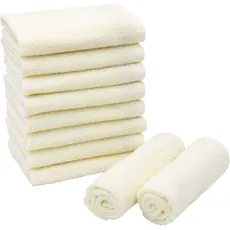 ZOLLNER 10er Set Seiftücher in 30x30 cm - saugstarke und weiche Waschlappen in beige - mit praktischem Aufhänger - waschbar bis 60°C - Baumwolle - Hotelqualität