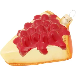Krebs Glas Lauscha - Weihnachtsdekoration/Christbaumschmuck aus Glas - Weihnachtsanhänger - Motiv: Käsekuchen mit Kirschen - Größe: ca. 10 cm