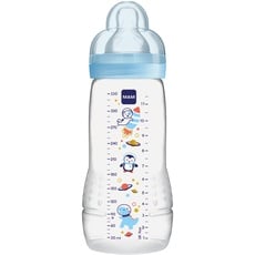 Bild Easy Active Trinkflasche (330 ml), Baby Trinkflasche inklusive MAM Sauger Größe 2 aus SkinSoft Silikon, Milchflasche mit ergonomischer Form, 4+ Monate, Weltall, 1 Stück (1er Pack)