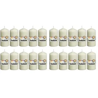Bolsius Glatte Stumpenkerzen - Elfenbein - Set 10 Stück - Dekorative Haushaltkerzen - Länge Brenndauer 33 Stunden - Unparfümierte - Natürliches Pflanzenwachs - 12 x 6 cm (Packung mit 2)