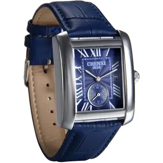 Avanver Herren-Armbanduhr Herrenuhr mit Lederband rechteckiges Zifferblatt Vintage Design mit römischen Ziffern Analog Quarz Kalender Uhr