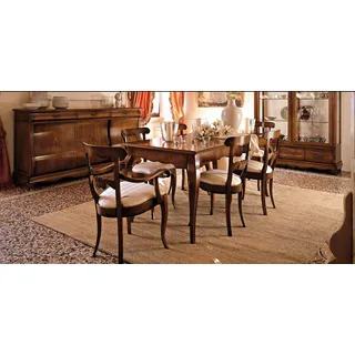 Esszimmer Wohnzimmer Esstische Tische Tisch Möbel Esstisch Naturholz Retro Style - Braun