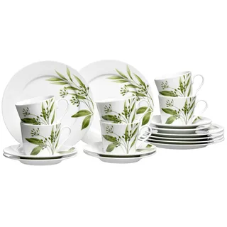 Ritzenhoff & Breker Evora Kaffeeservice 18-tlg. grün mit Botanik-Motiv
