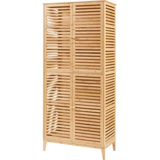 [en.casa] Raurgela Hochschrank 180 x 80 x 40 cm Beige Holz
