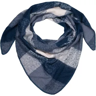styleBREAKER XXL-Schal "Web Dreiecktuch Kariert" 1 Stk., dunkelblau, blau, weiß