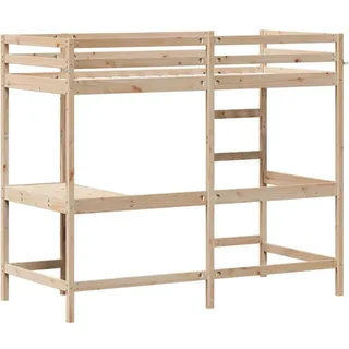 vidaXL Hochbett mit Schreibtisch 100 x 200 cm Kiefer massiv braun