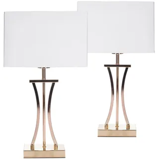 Brubaker Tischlampe Gold Weiß 2 St.