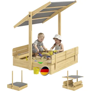 Sandkasten Toni 120x120x120cm verstellbare Sitzbänke