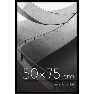 Americanflat 50x75 cm Bilderrahmen - schmaler Fotorahmen mit Plexi-Scheibe - integrierte Aufhängung für Hoch- und Querformat - Schwarz